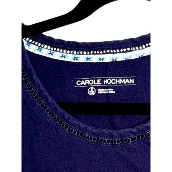 Carole Hochman Navy Blue Short-Sleeve Womens T-Shirt With Pocket Detail Size Sma - Picture 4 of 7